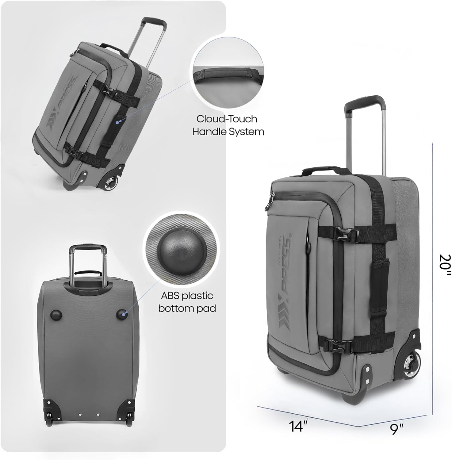 20'' Rolling Duffle Bag w/Wheels,Rolling Duffle Bag w/Handle,Carry on Luggage Travel Duffle Bags