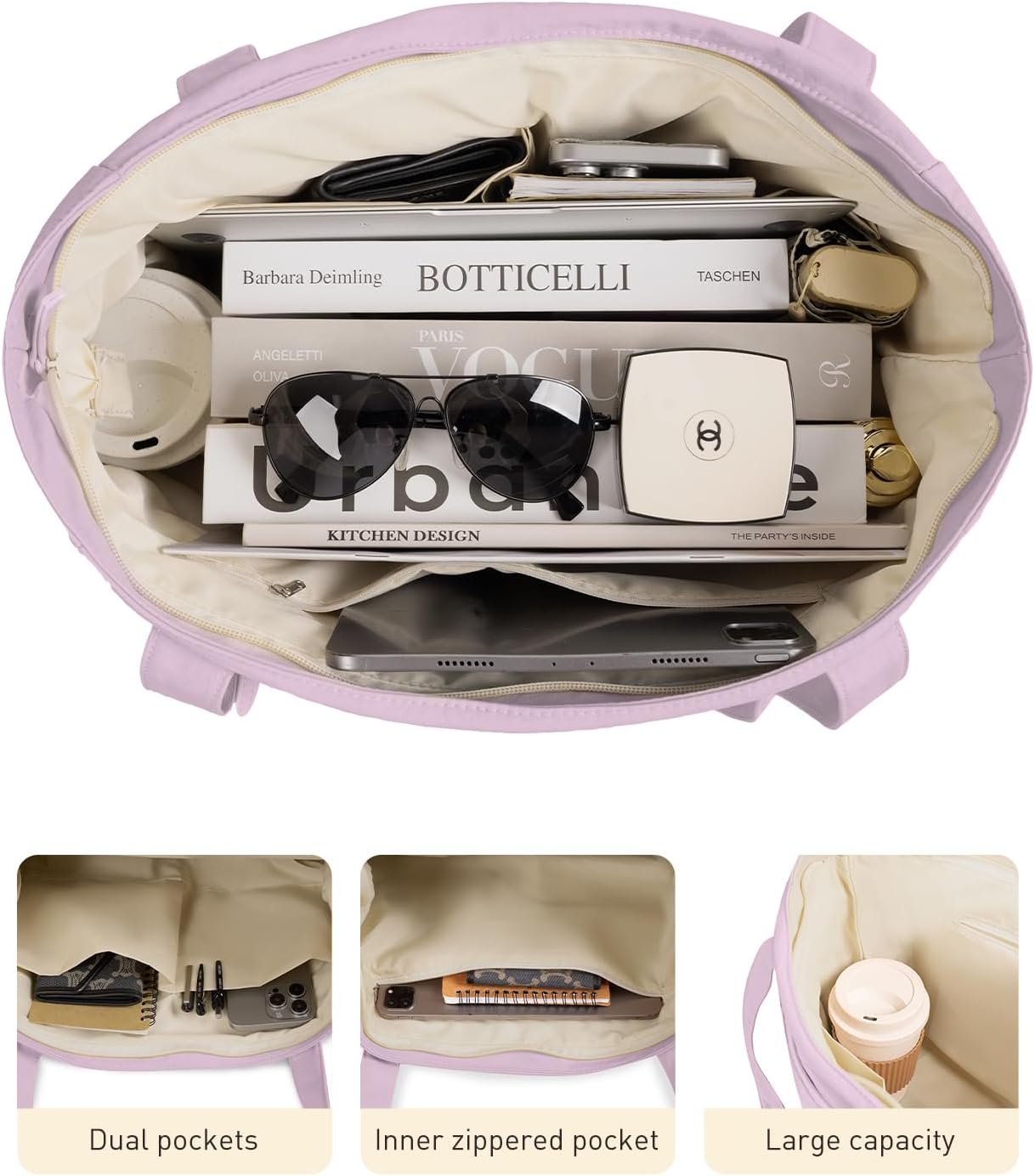 Tote Bag for Women Shoulder Bag Work Bags with Zipper Lightweight Handbags for Travel,Work,School