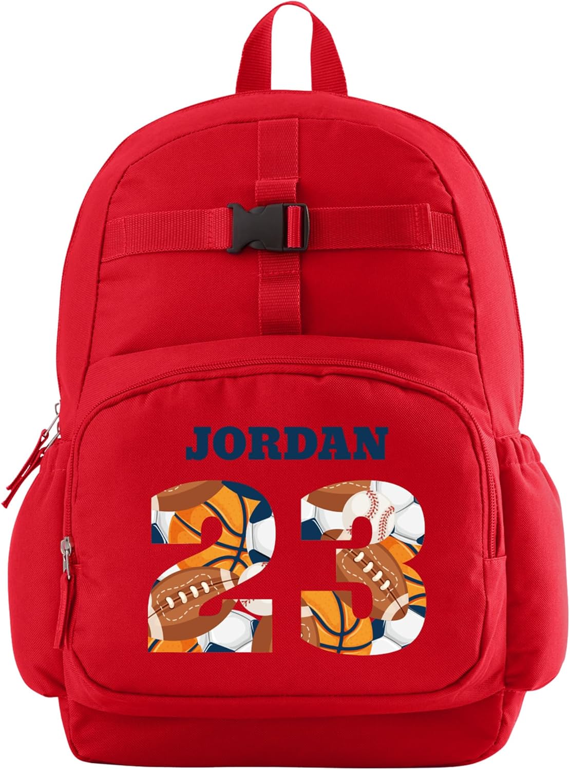 Let's Make Memories Kids Backpack for School - Personalized Back to School Supplies - Bookbag - Red - Sports