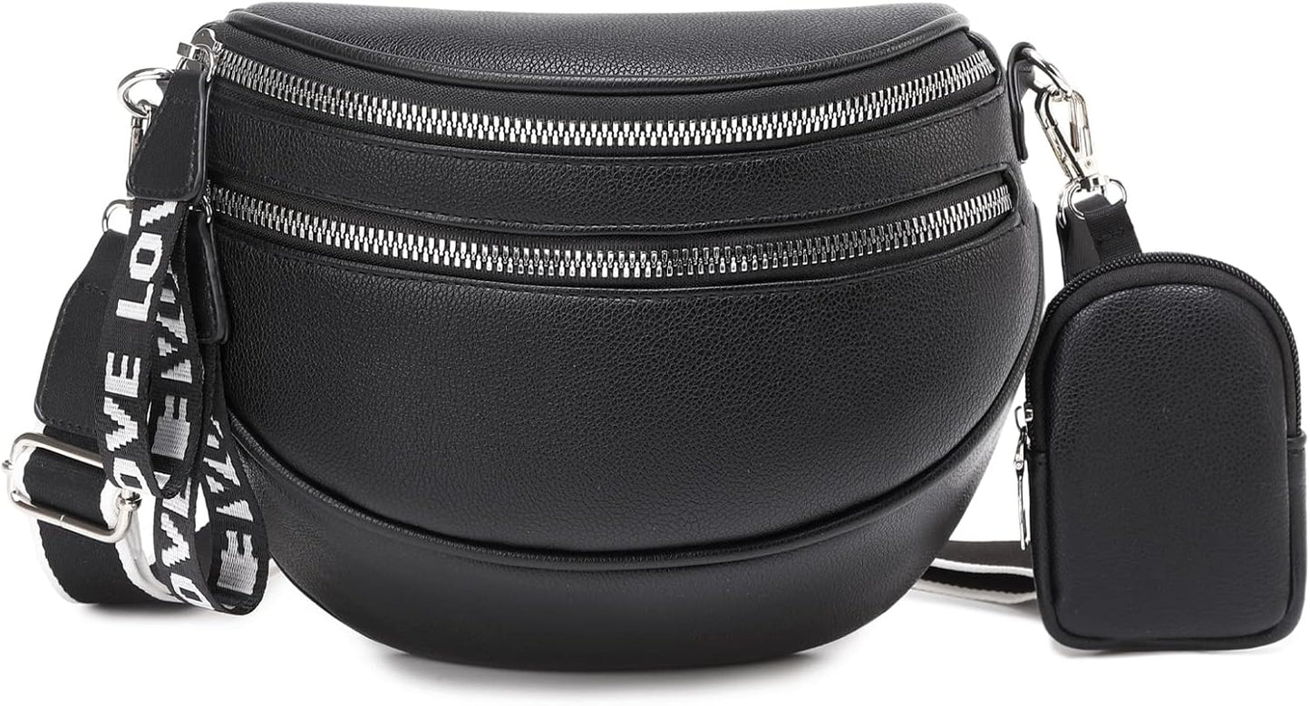 Fanny Pack Crossbody Bags for Women Men - Small Cross Body Bag Purses PU leather Belt Bag - Fashion