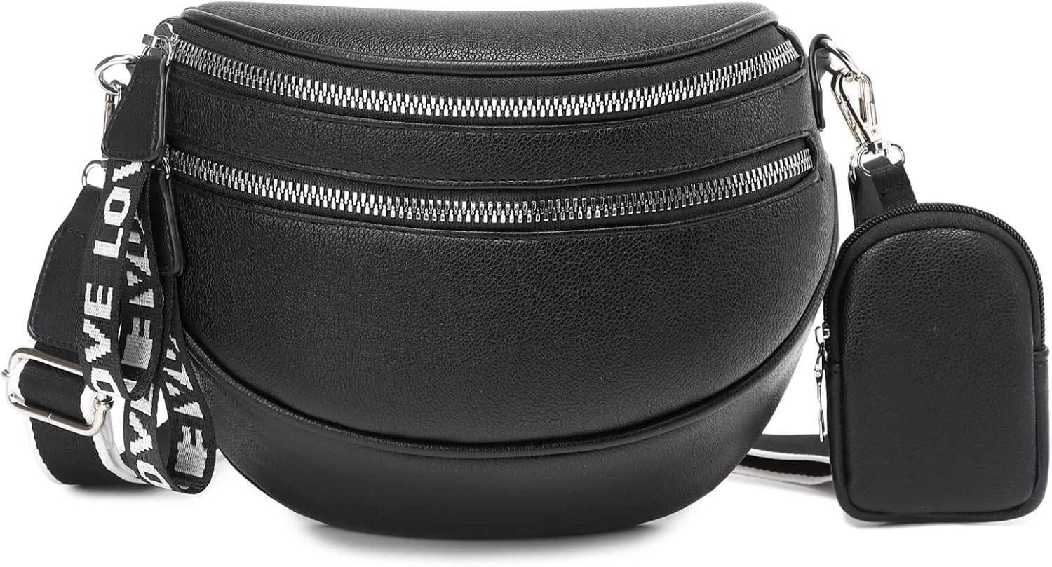 Fanny Pack Crossbody Bags for Women Men - Small Cross Body Bag Purses PU leather Belt Bag - Fashion