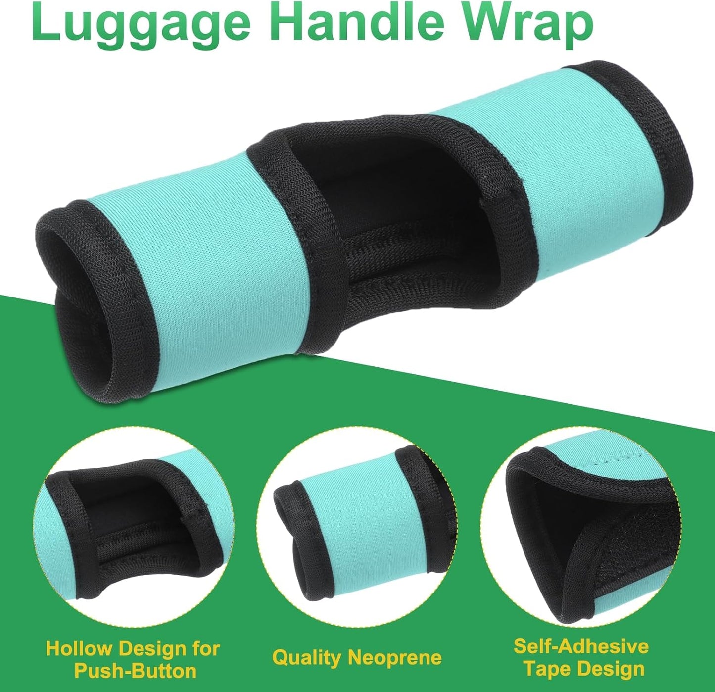 uxcell Luggage Handle Wrap, 2 Pcs Hollow Neoprene Handbag Grip Cover Protector Luggage Identifiers Suitcase Handle Wraps for Luggage Suitcase Travel Bags, Cyan