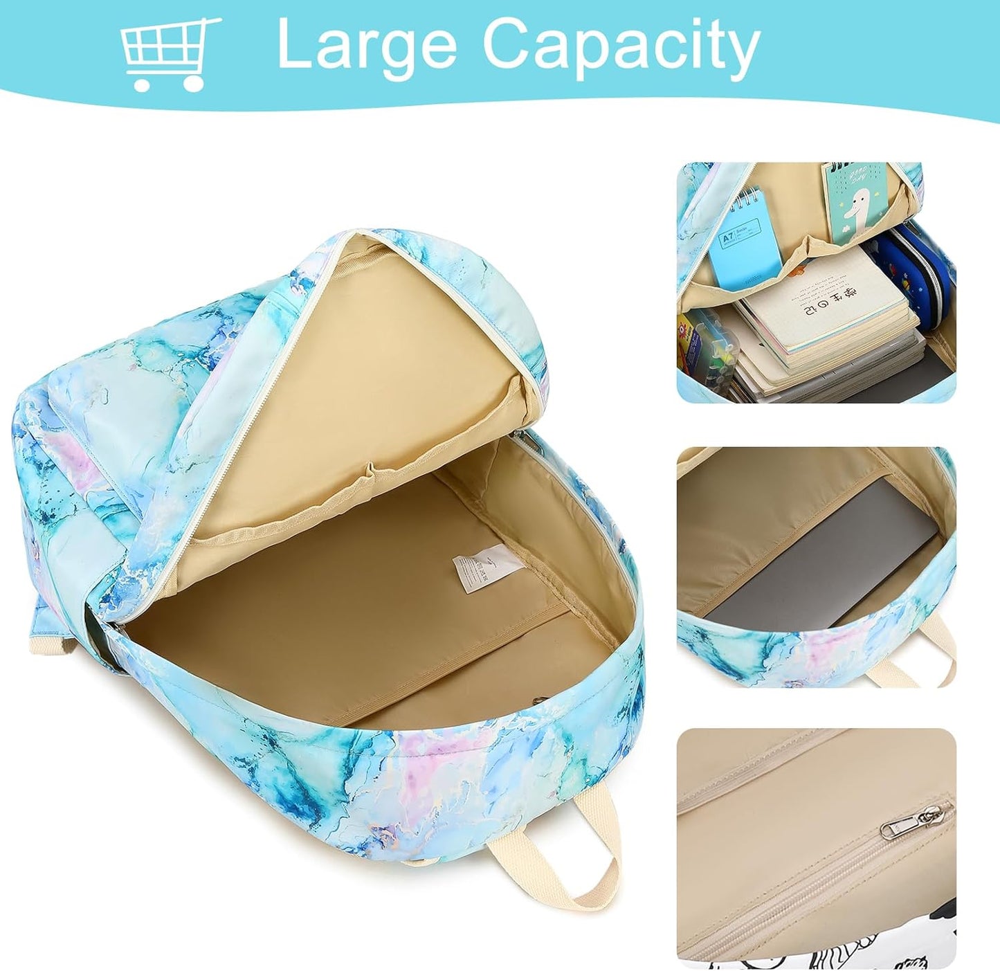 LEDAOU Backpack for Girls School Bag Kids Bookbag Teen Backpack Set Daypack with Lunch Bag and Pencil Case