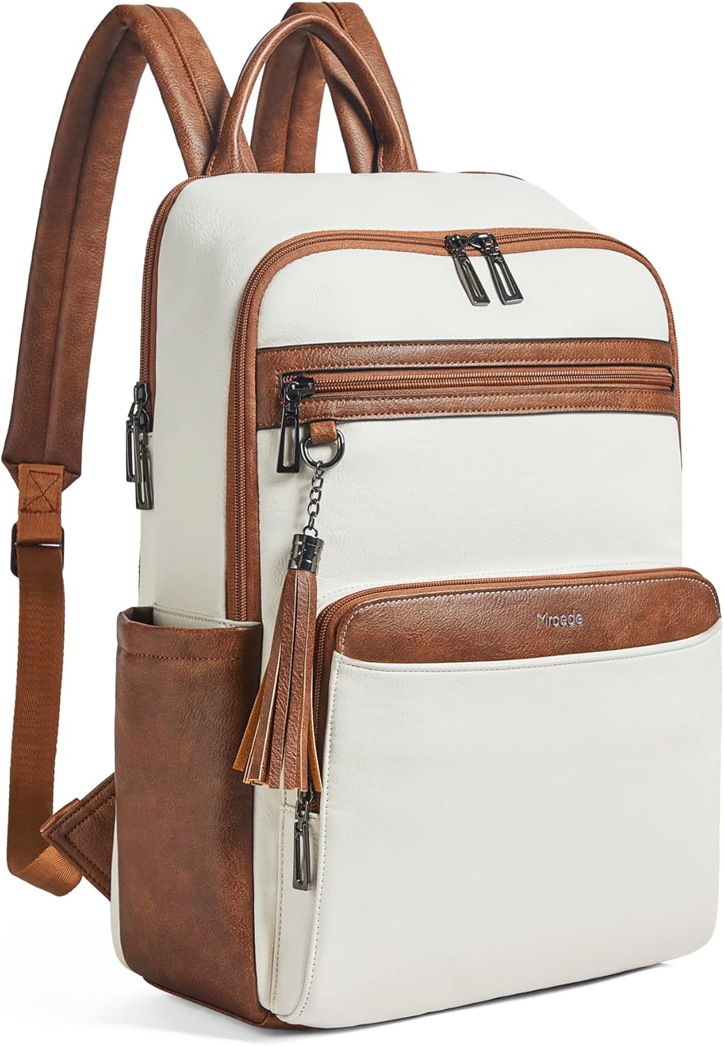 Leather Laptop Backpack for Women,Leather Backpack with Laptop Compartment Fit 15.6 inch