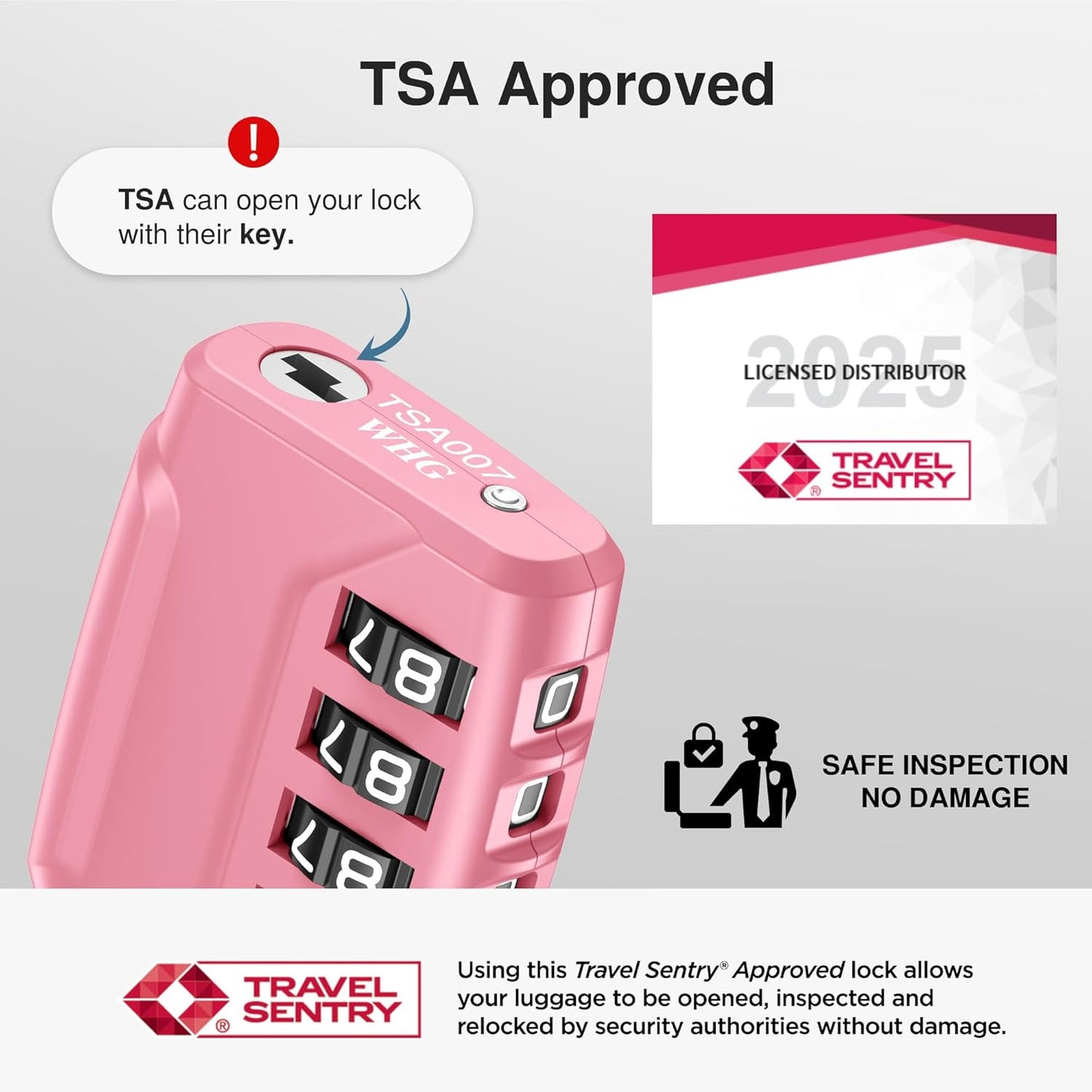 Puroma 2 Pack TSA Approved Luggage Locks, 4 Digit Combination Travel Locks Resettable Code Lock with Zinc Alloy Body for Suitcase, Toolbox, Backpack, Bag, Gym Locker (Rose Pink)