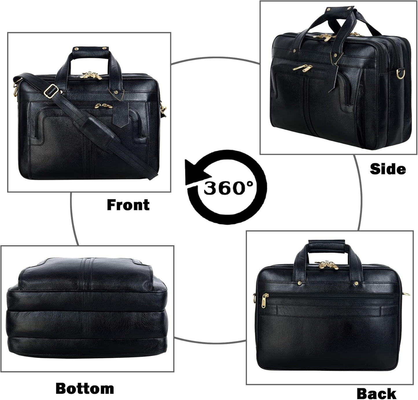 Full Grain Leather 16 Inch Briefcases Laptop Shoulder Bags for Men and Women Business Work Bag Leather Satchel Bag