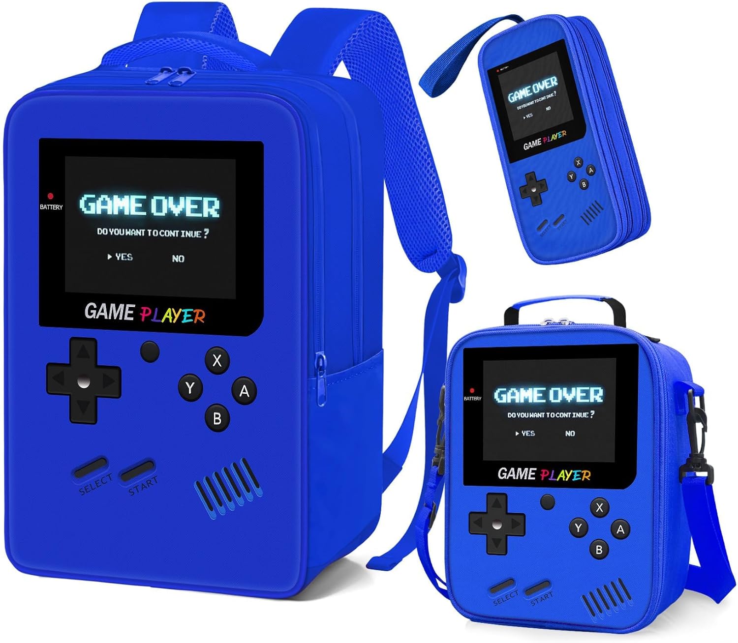 School Backpack for Boys,3pcs Gamer Boys Backpack with Lunch Box Set for Kids Children Teens