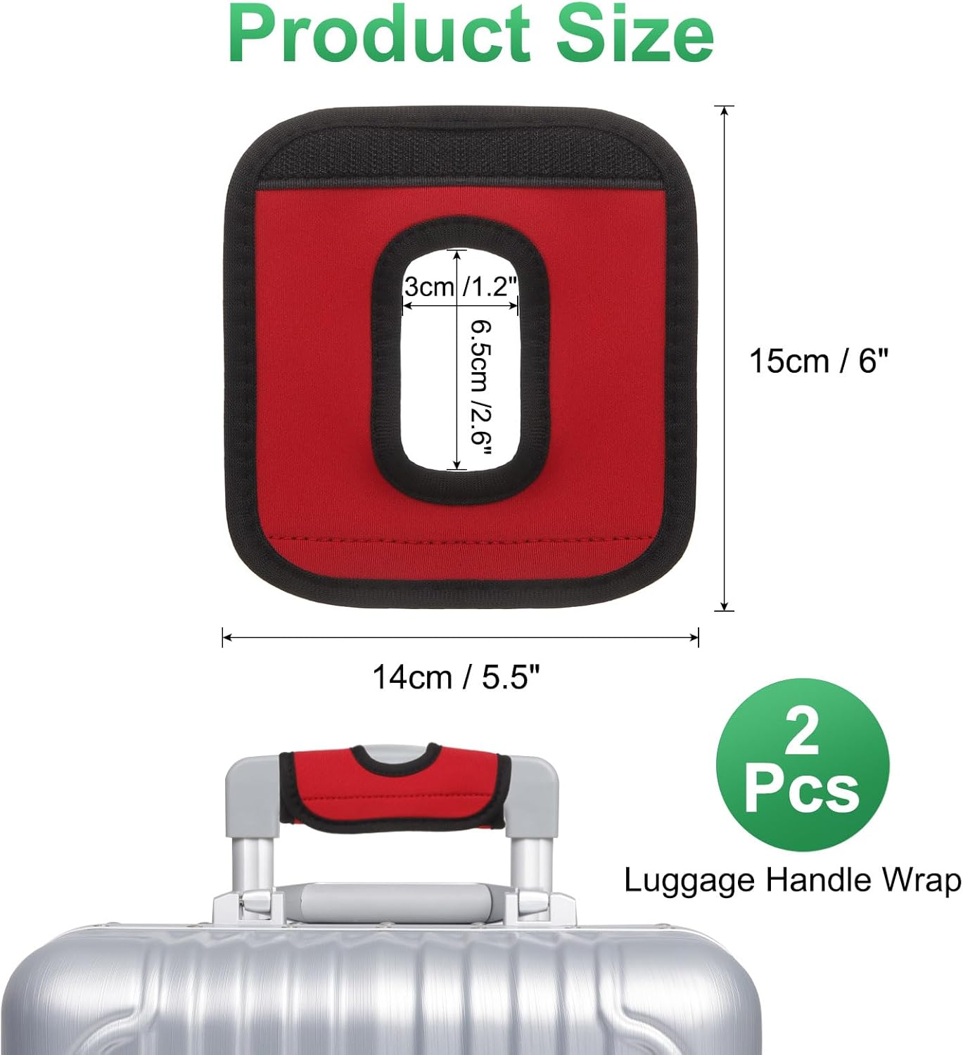 uxcell Luggage Handle Wrap, 2 Pcs Hollow Neoprene Handbag Grip Cover Protector Luggage Identifiers Suitcase Handle Wraps for Luggage Suitcase Travel Bags, Red