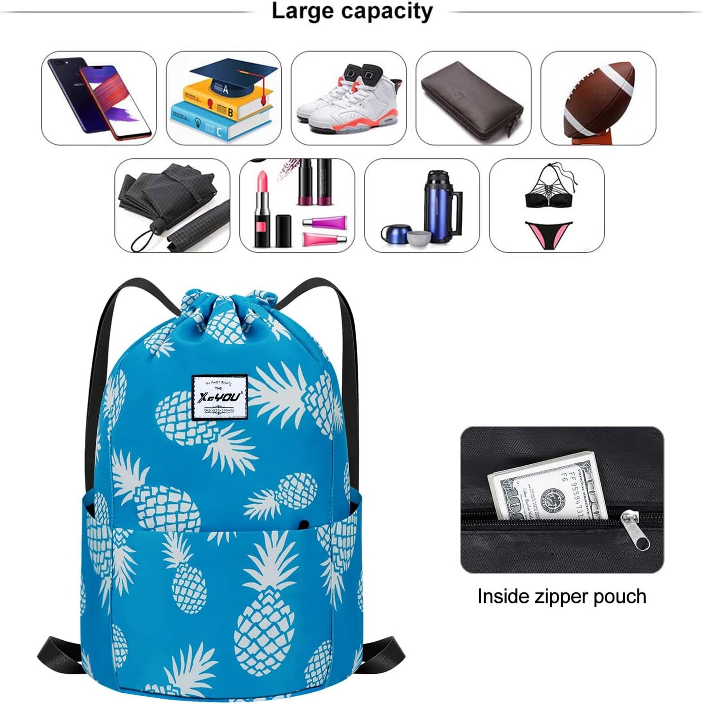 XEYOU Drawstring Sports Backpack Lightweight Gym Yoga Sackpack Shoulder Rucksack Casual Outdoor