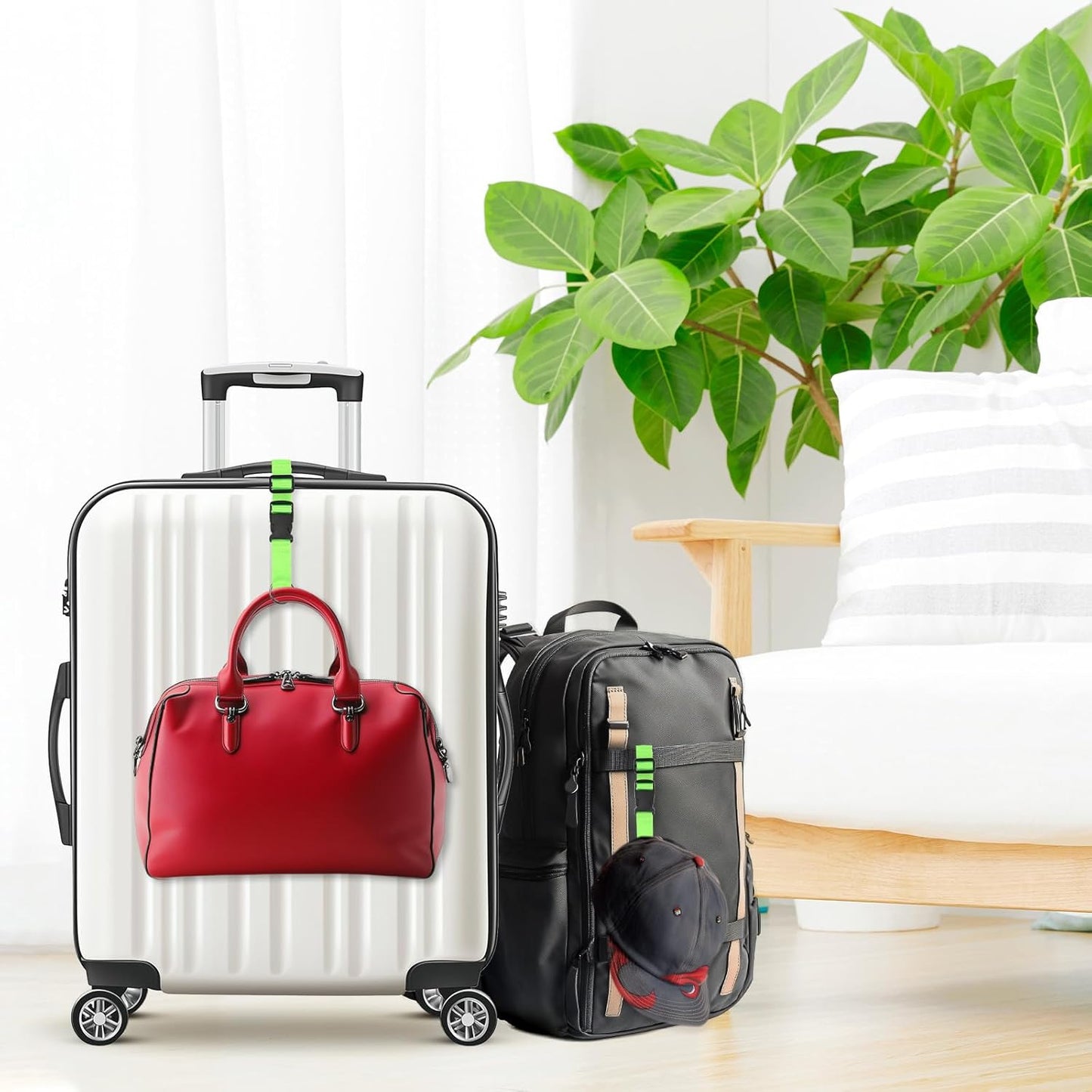3-Pack Add A Bag Luggage Strap, Adjustable Suitcase Belt for Connecting Handbag/Backpack/Jacket