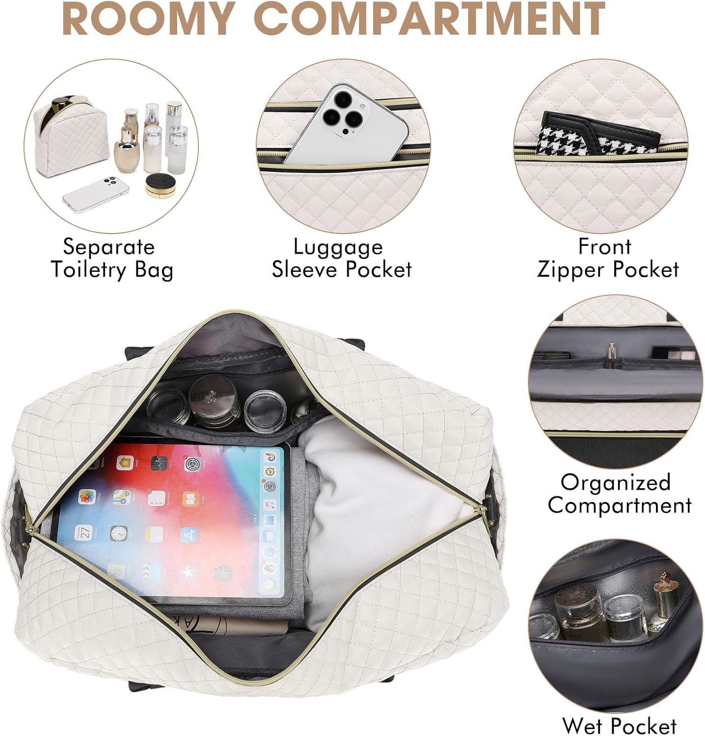 Travel Duffle Bag Weekender for Women - Carry-On Overnight Personal Item Bags with Shoe Compartment & Wet Pocket Large Weekend Tote with Toiletry Bag Hospital Bags for Labor and Delivery