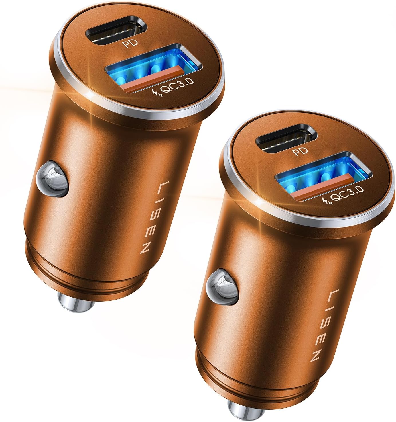 LISEN 54W Car Phone Charger USB C, Cigarette Lighter Adapter, Car Accessories for iPhone, USB C Car Charger Adapter USBC Type C 12v, Fit for iPhone 16, 15, 14, 13 Samsung Google iPad Android, Orange