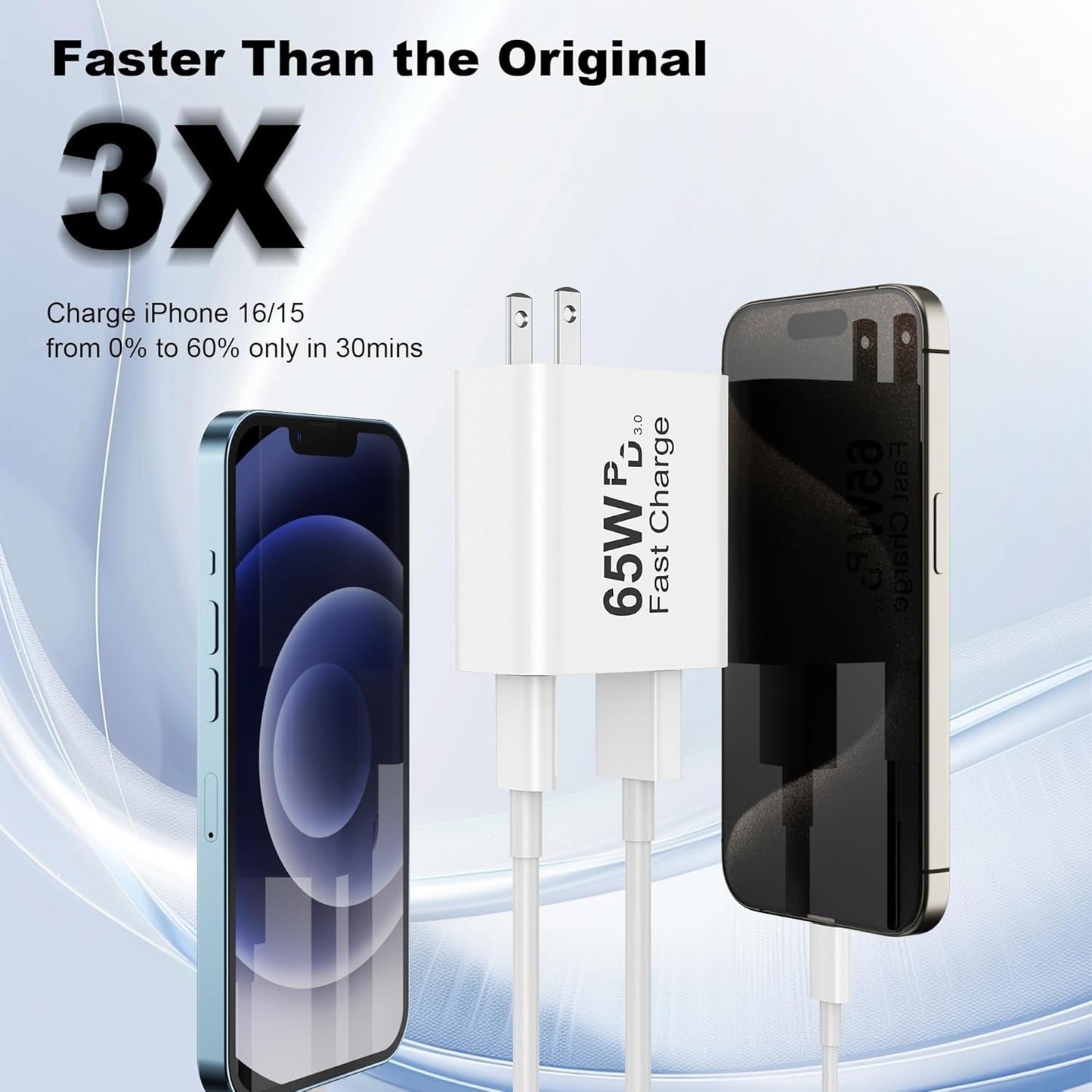 USB C Charger Block, 2-Pack 65W 6-Port USB C Wall Charger iPhone Charger Fast Charging PD Power