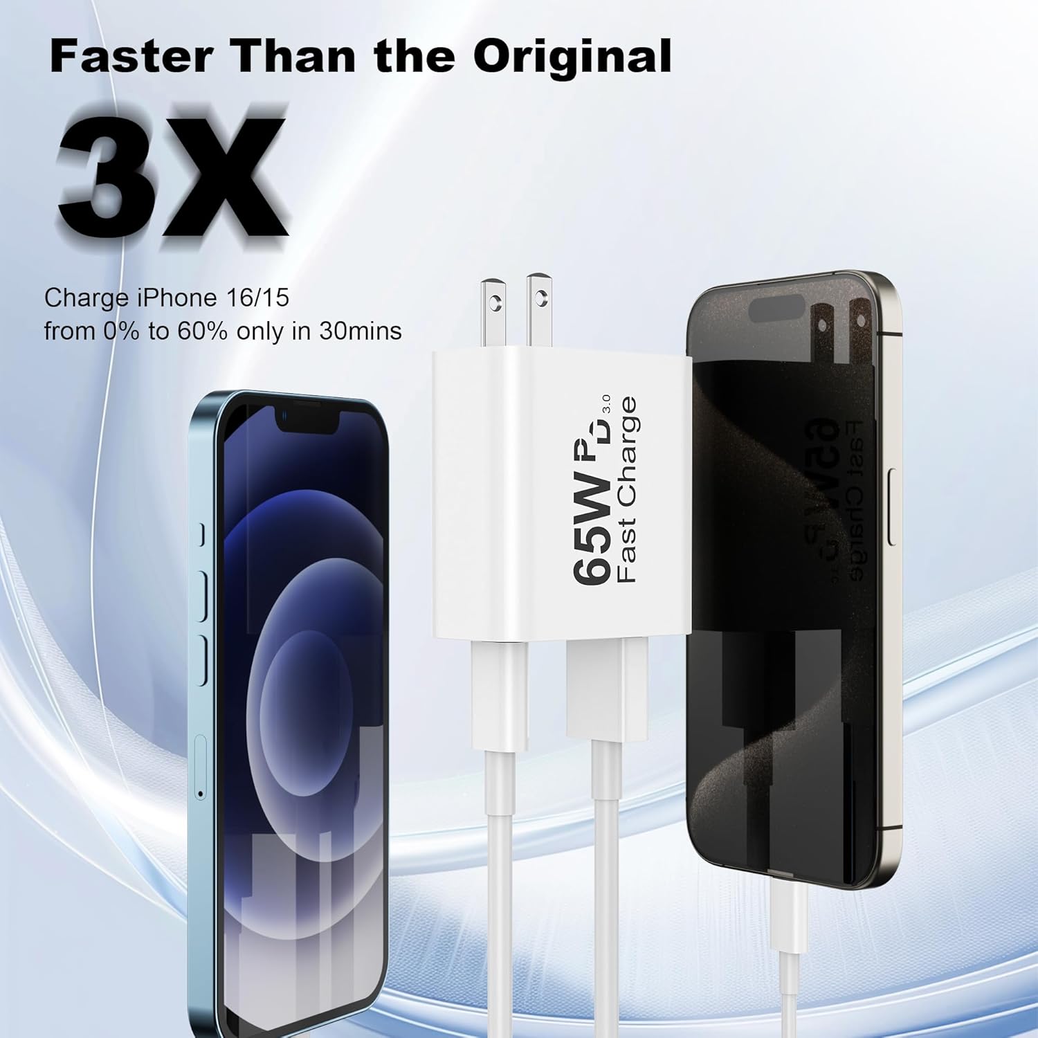 USB C Charger Block, 2-Pack 65W 6-Port USB C Wall Charger iPhone Charger Fast Charging PD Power