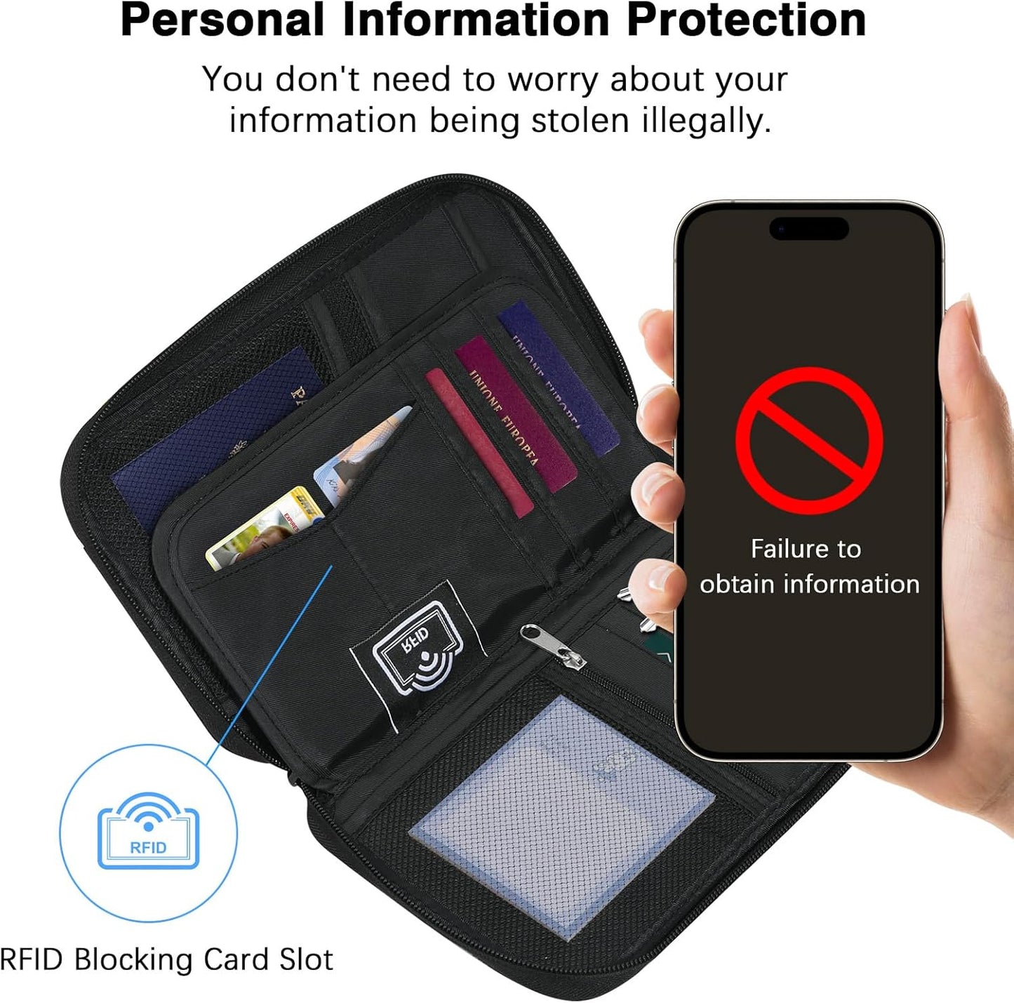 MoKo Family Passport Holder for 5, RFID Blocking Passport Wallet for Men Women, Travel Wallet