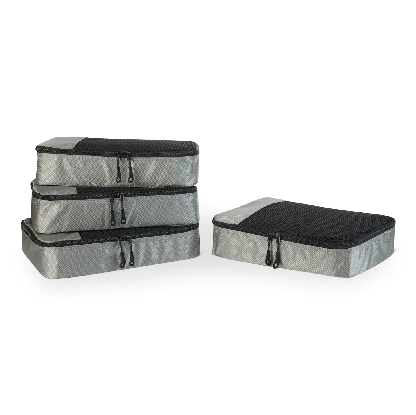 Amazon Essentials 4-Piece Packing Cubes Travel Accessories Set, Space-Saving Luggage Organizer with