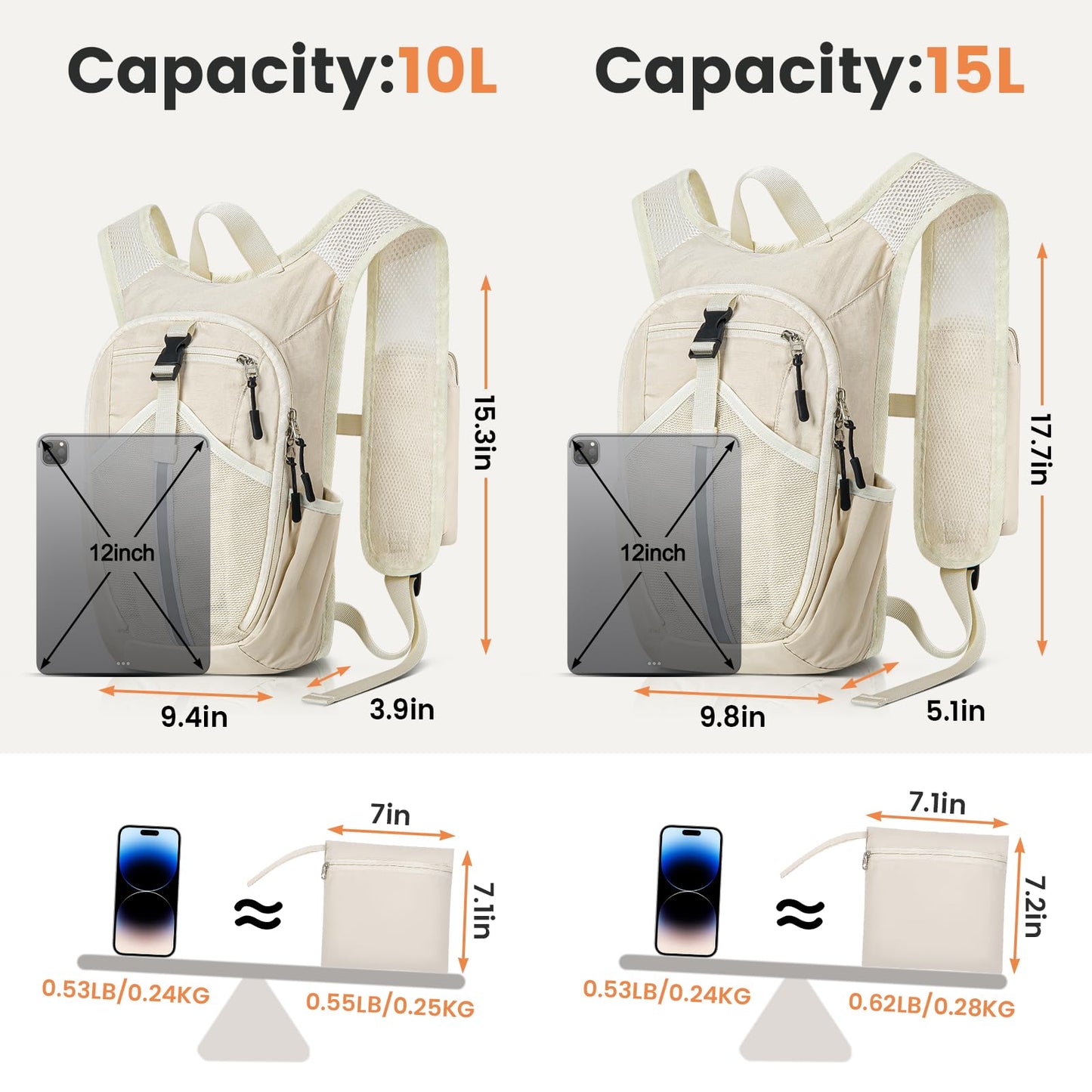 TUIKEN Small Hiking Backpack 10L- Lightweight Packable Foldable Backpack for Travel Camping Outdoor