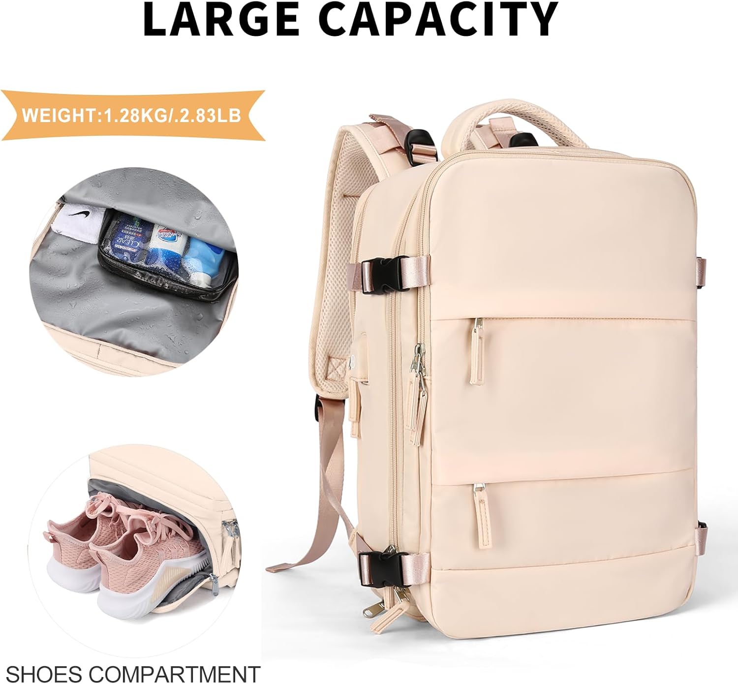 coowoz Large Casual Travel Backpack For Women Men,Carry On Rucksack Flight Approved,Hiking
