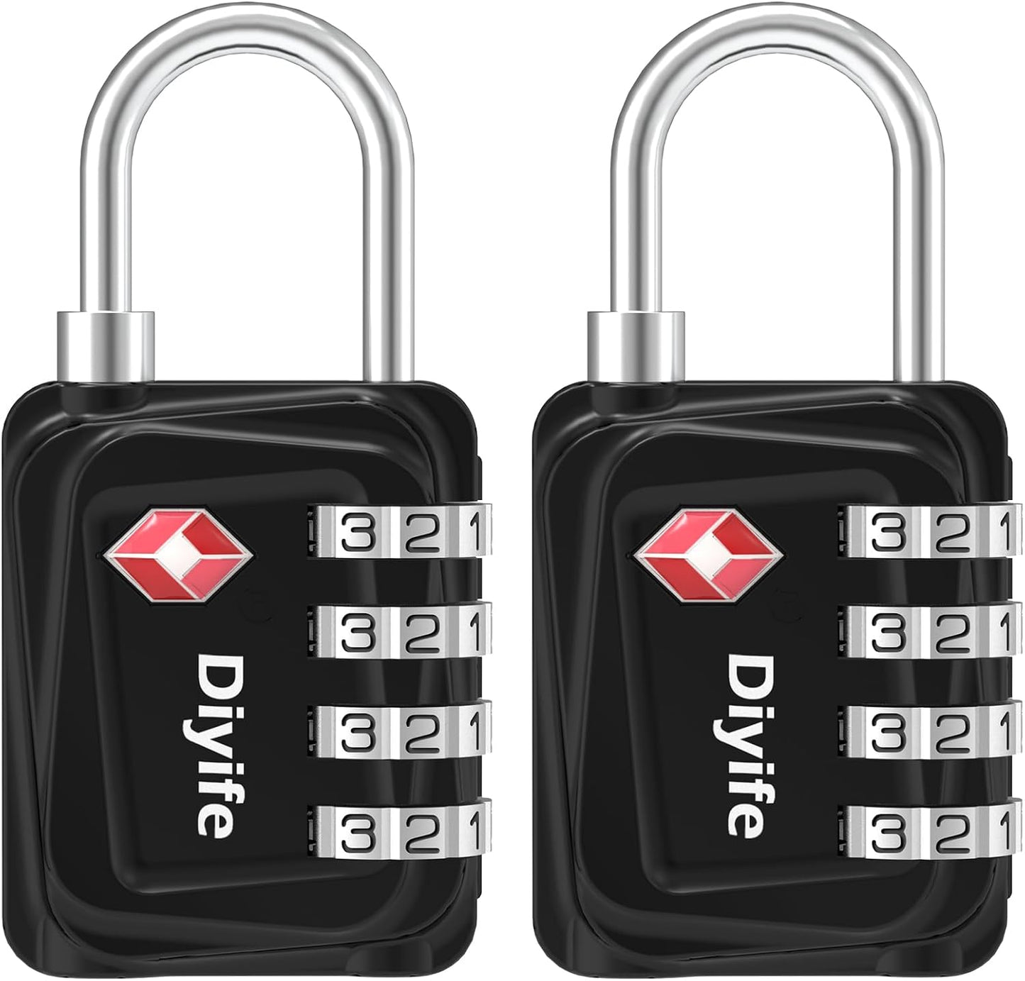 Diyife TSA Luggage Locks, [Upgrade Version][2 Pack] TSA Approved Luggage Lock, 4 Digit Combination Padlocks with Alloy Body, Code Lock for Travel Suitcase Luggage Bag Backpack Gym School Office Locker