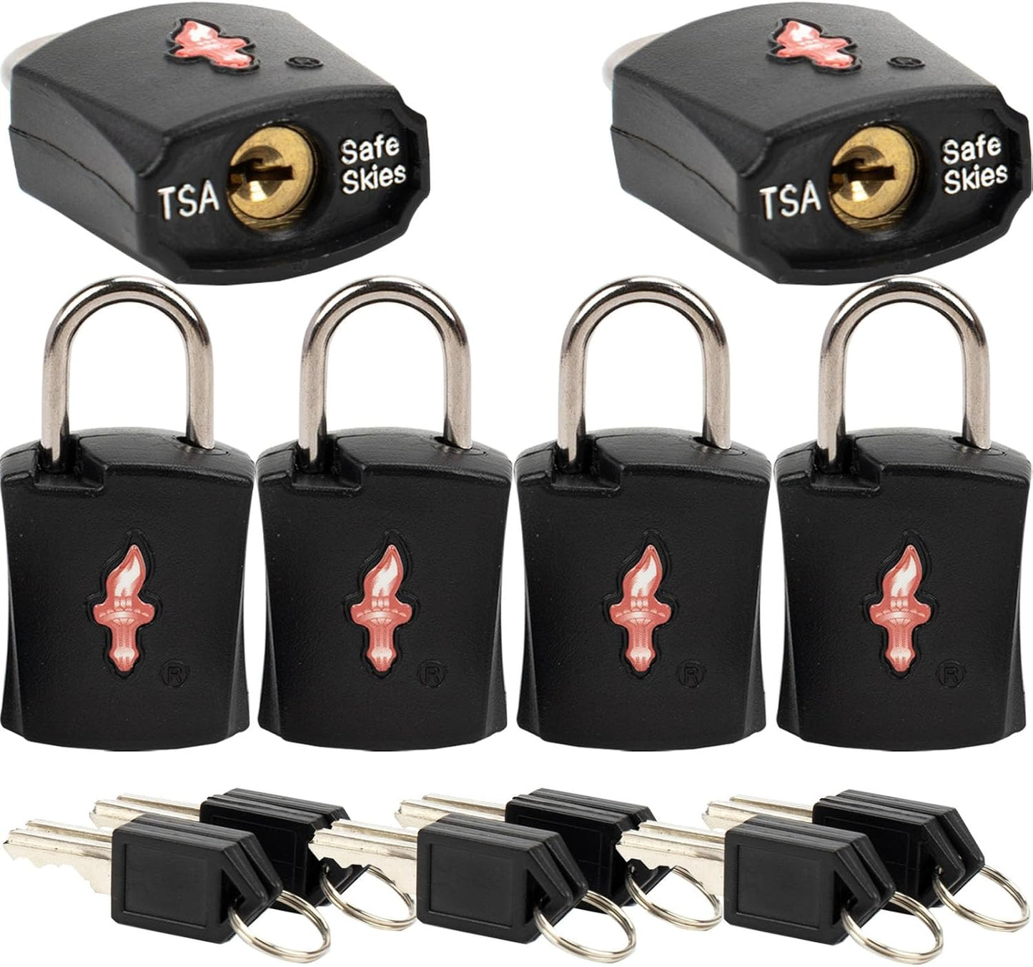 TSA Approved Locks (6-Pack) - Luggage Lock TSA Approved for Suitcases, Gym Lockers & School Backpacks | Ultra-Slim 1.5” ABS Travel Lock | Anti-Theft Secure