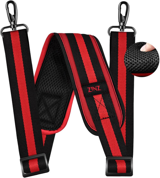 ZINZ 79 inch Shoulder Strap, Extra-thick Fixed Cushion Pad and Dual Clasps Universal Replacement Strap with Metal Swivel Hooks for Laptop Bags, Luggage Bags, Camera, Crossbody(Stripes-BkRBk)