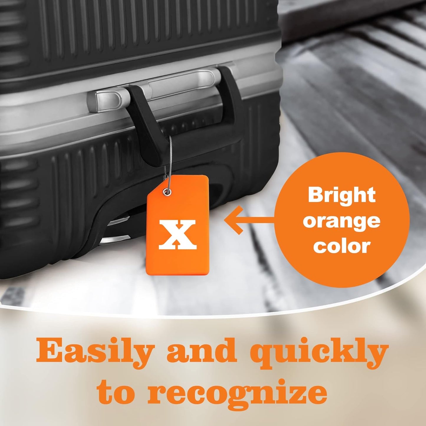 Gostwo 2 Pack Silicone Luggage Tags for Suitcases, 26 Initial Letter Baggage Labels Handbag School Bag Suitcase Instrument Tag with Stainless Steel Loop(Orange)(Letter X)
