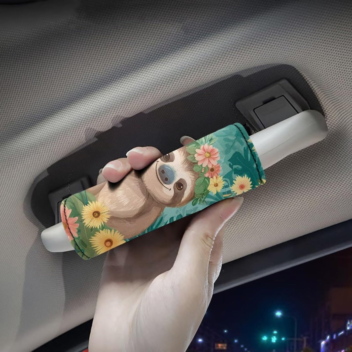 Sloth Luggage Identifiers for Suitcases 2 Pcs Flower Suitcase Protecton Sleeves Cover Portable Luggage Handle Wraps Neoprene Comfortable