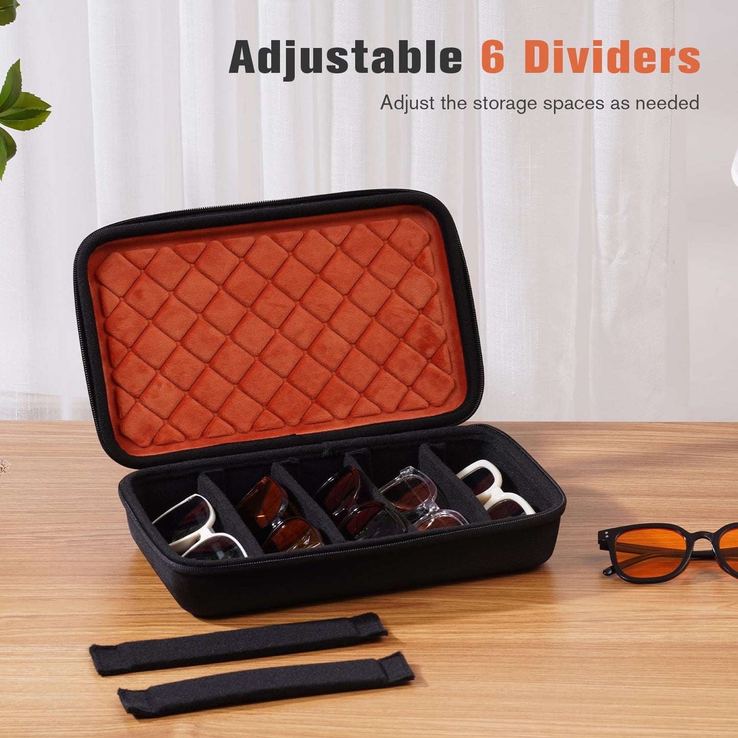 ProCase Hard Shell Travel Sunglasses Organizer -7 Slots, Orangeblack