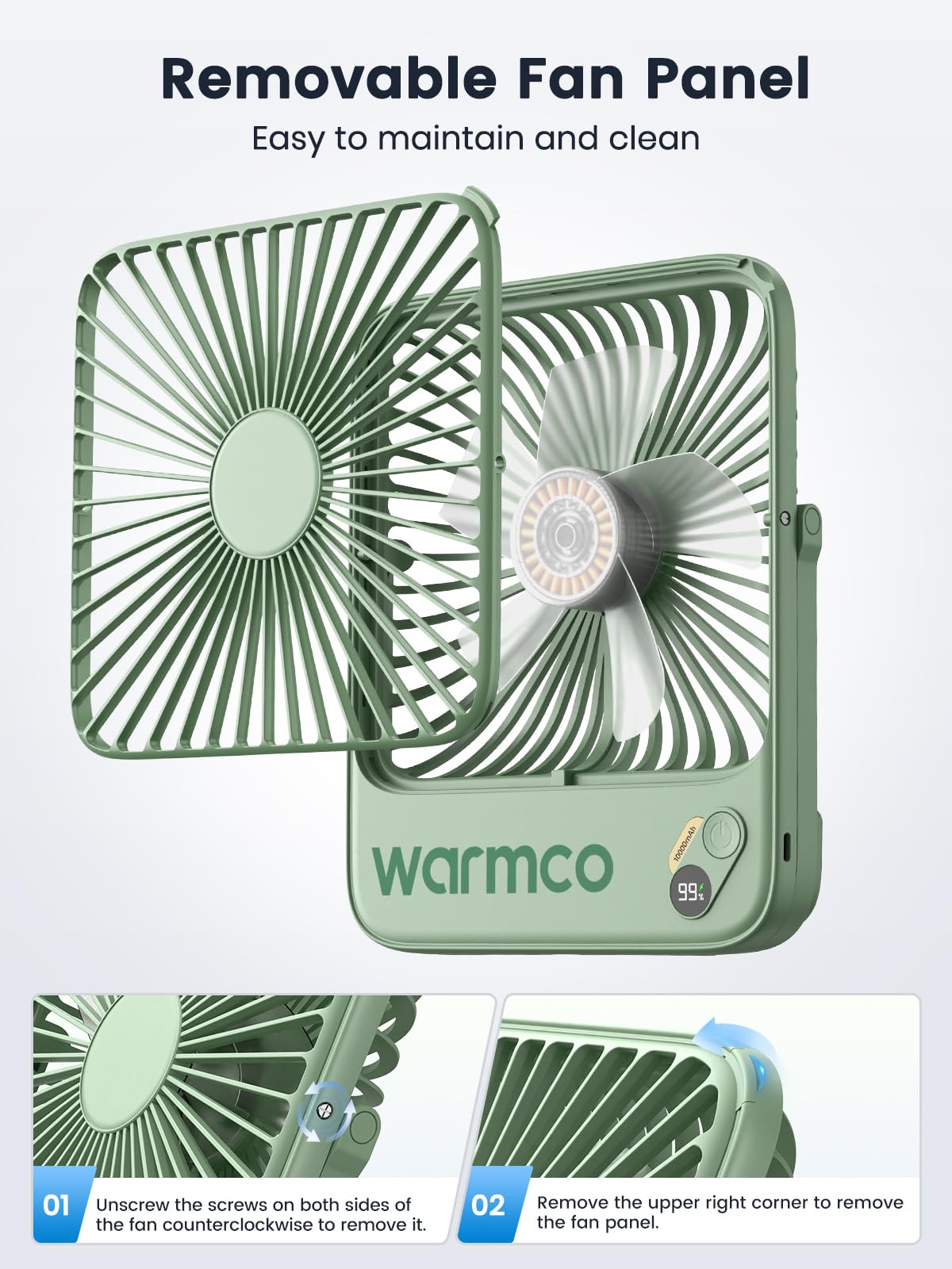 Warmco D3 Portable Travel Fan 10000mAh, Ultra-Slim, 24H Runtime