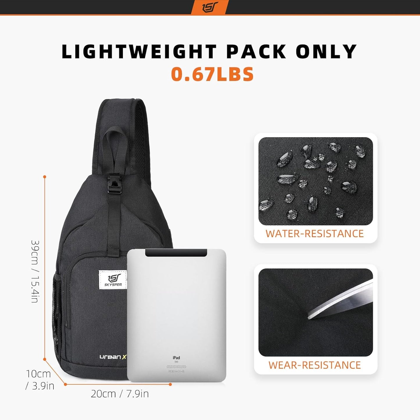 SKYSPER Sling Bag RFID Crossbody Sling Backpack Cross Body Shoulder Bag Travel Hiking Daypack for