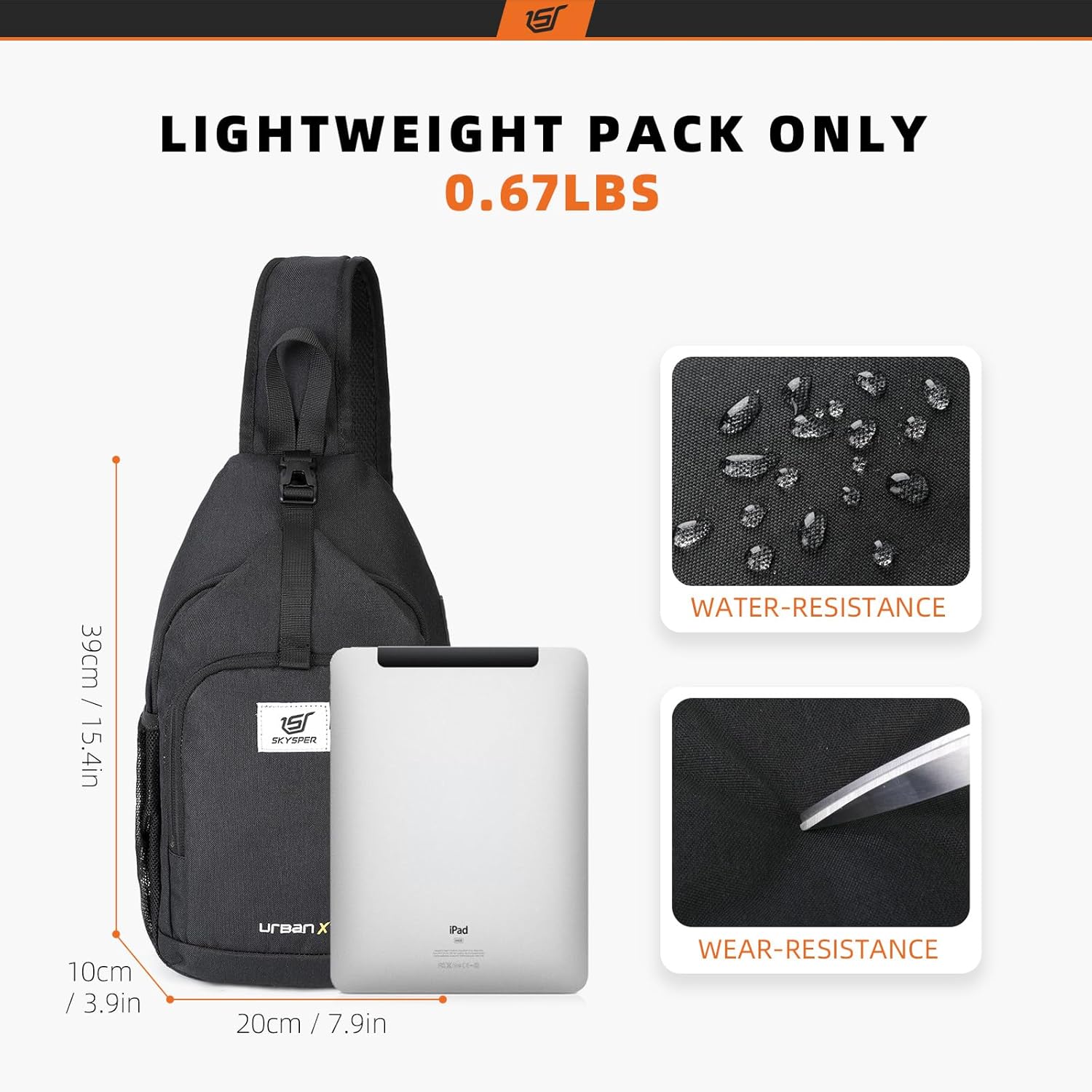 SKYSPER Sling Bag RFID Crossbody Sling Backpack Cross Body Shoulder Bag Travel Hiking Daypack for