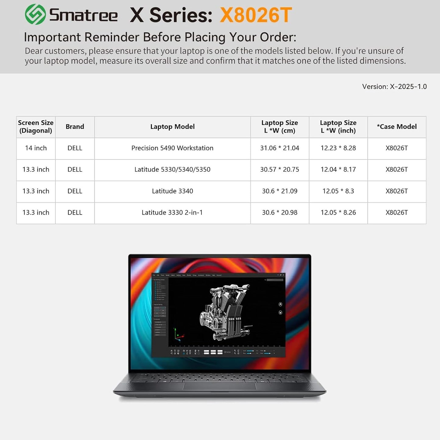 Smatree Hard EVA Protective Sleeve Case Compatible for 14 inch DELL Precision 5490/5480 Workstation, for 13.3 inch DELL Latitude 5350/5340/5330/3340/3330 Laptop Notebook Bag (X8026T)