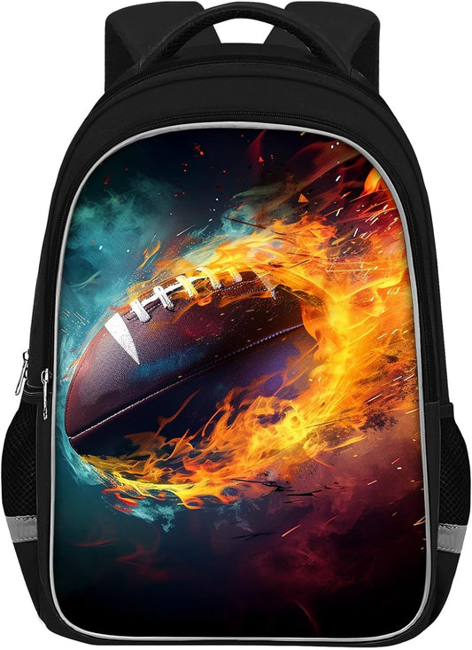 School Backpack for Boys - American Football Boys Backpack for Kids Children Elementary Middle School - 17 Inch Sport Bookbag Travel Back Pack for Ages 6-14