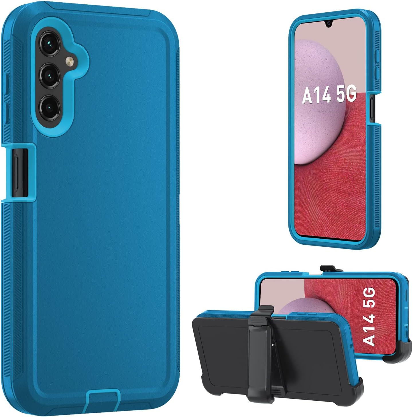 for Samsung Galaxy A14 5G case,A14 5G Heavy Duty case,[Military Grade Protective ][Shockproof] [Dropproof] [Dust-Proof], Compatible with Galaxy A14 5G (Lake Blue)