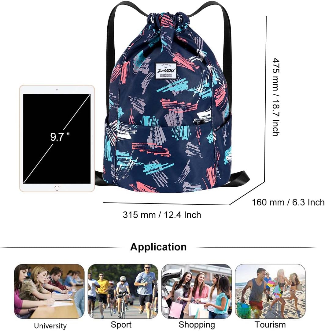 XEYOU Drawstring Sports Backpack Lightweight Gym Yoga Sackpack Shoulder Rucksack Casual Outdoor Daypack for Women and Men