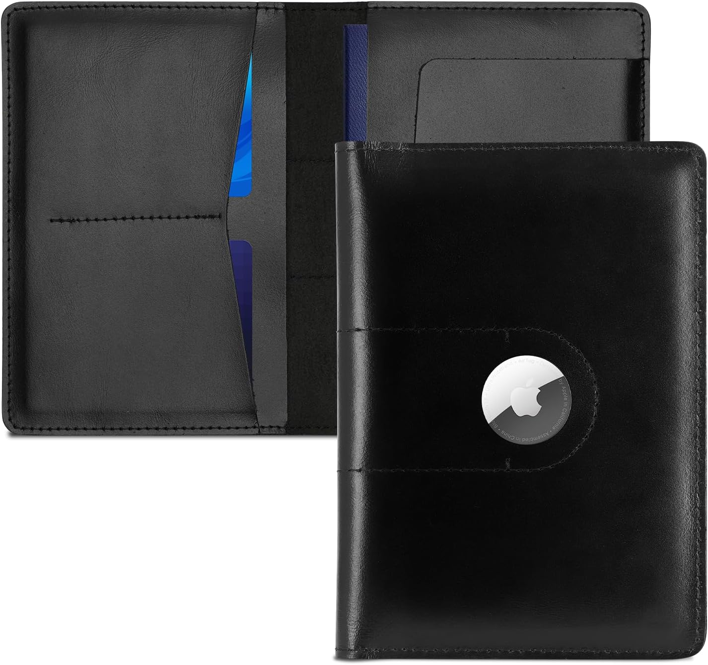Genuine Leather Passport Holder for Travel Passport Covers with AirTag Slot Passport Wallets for