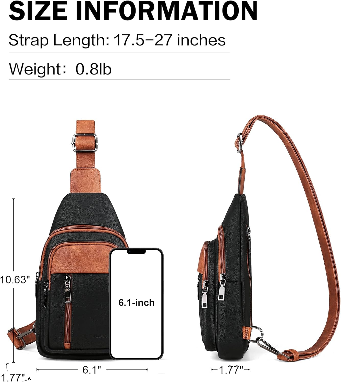 MASINTOR Sling Bag for Women - Crossbody Bags Fanny Pack with Vegan Leather - Adjustable Sling Backack for Travel