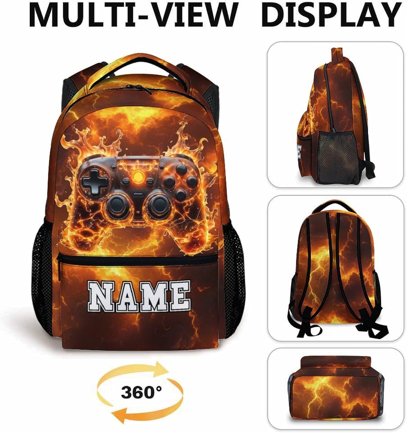Kids School Backpack, Personalized Cool Game Bookbag for Preschool Elementary Kindergarten, Cool Boys Schoolbag for Travel Camping