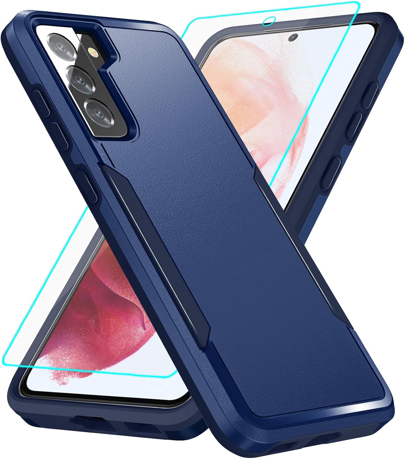 for Galaxy S21 Case with Screen Protection: Heavy Duty Protective Shockproof and Scratch Proof Cell Phone case for Samsung Galaxy S21-Blue