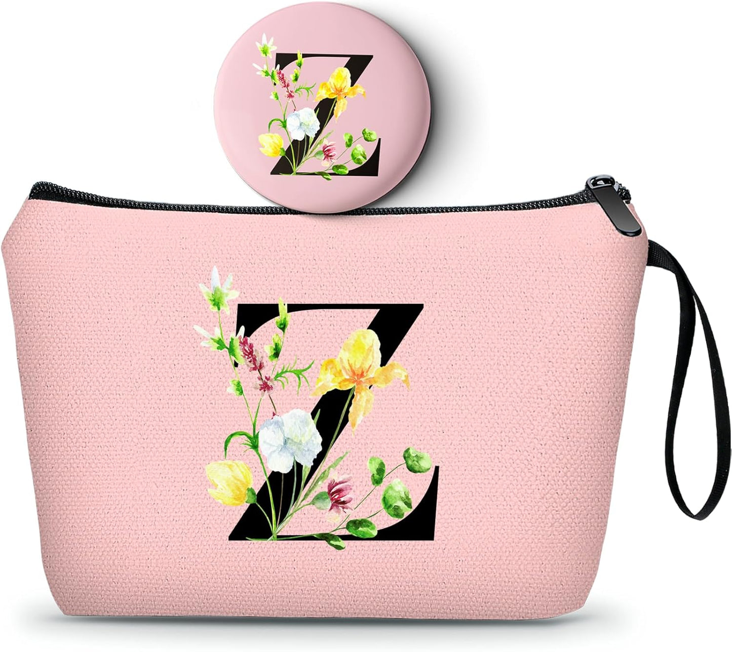 Happy Birthday Friendship Bridesmaid Team Gifts for Employees Women Mom Girl Daughter Teenage Personalized Make up Cosmetic Bag Travel with Mirror Mothers Day Christmas Graduation Z