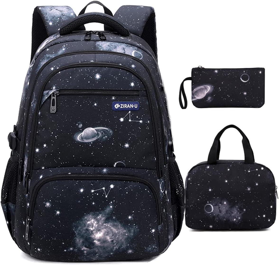 MITOWERMI Boys Backpacks for Primary Junior School Kids Backpack with Lunch Box Galaxy Space