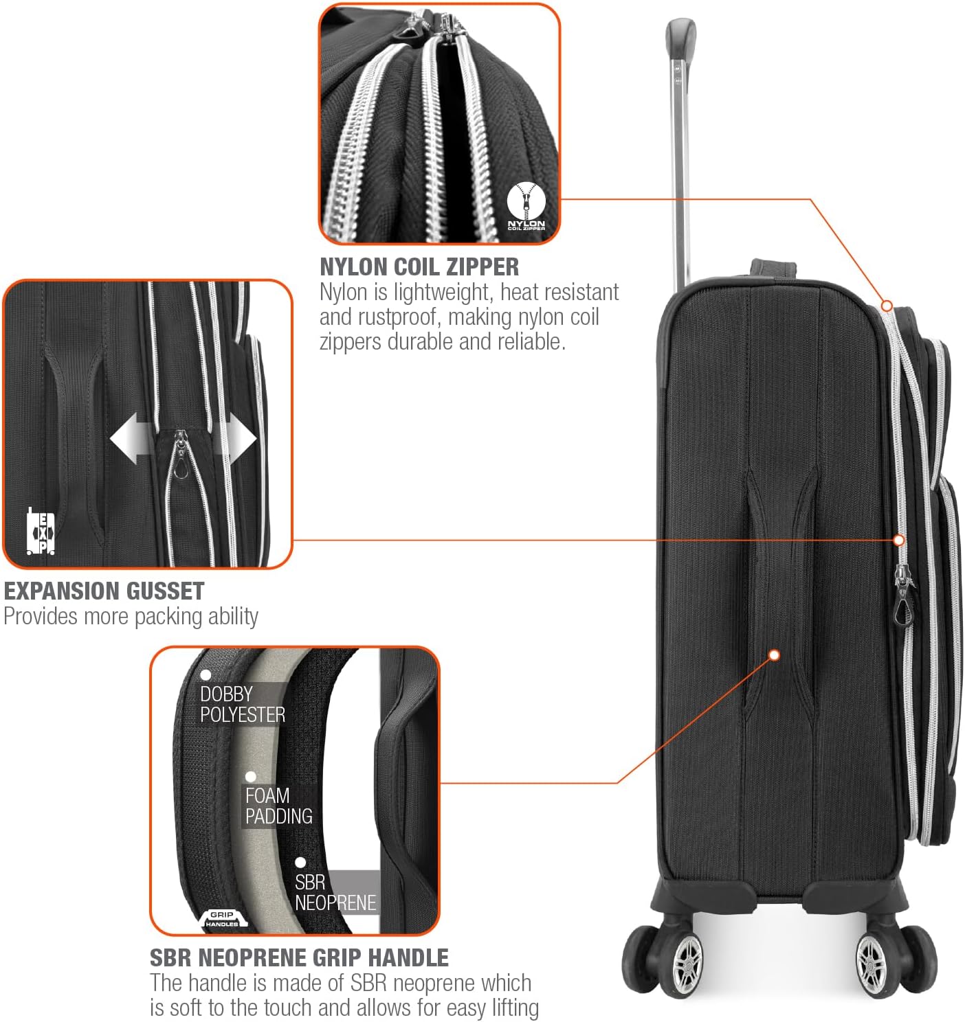 Traveler's Choice Lares Softside Expandable Luggage with Spinner Wheels, Black, Carry-On 22-Inch