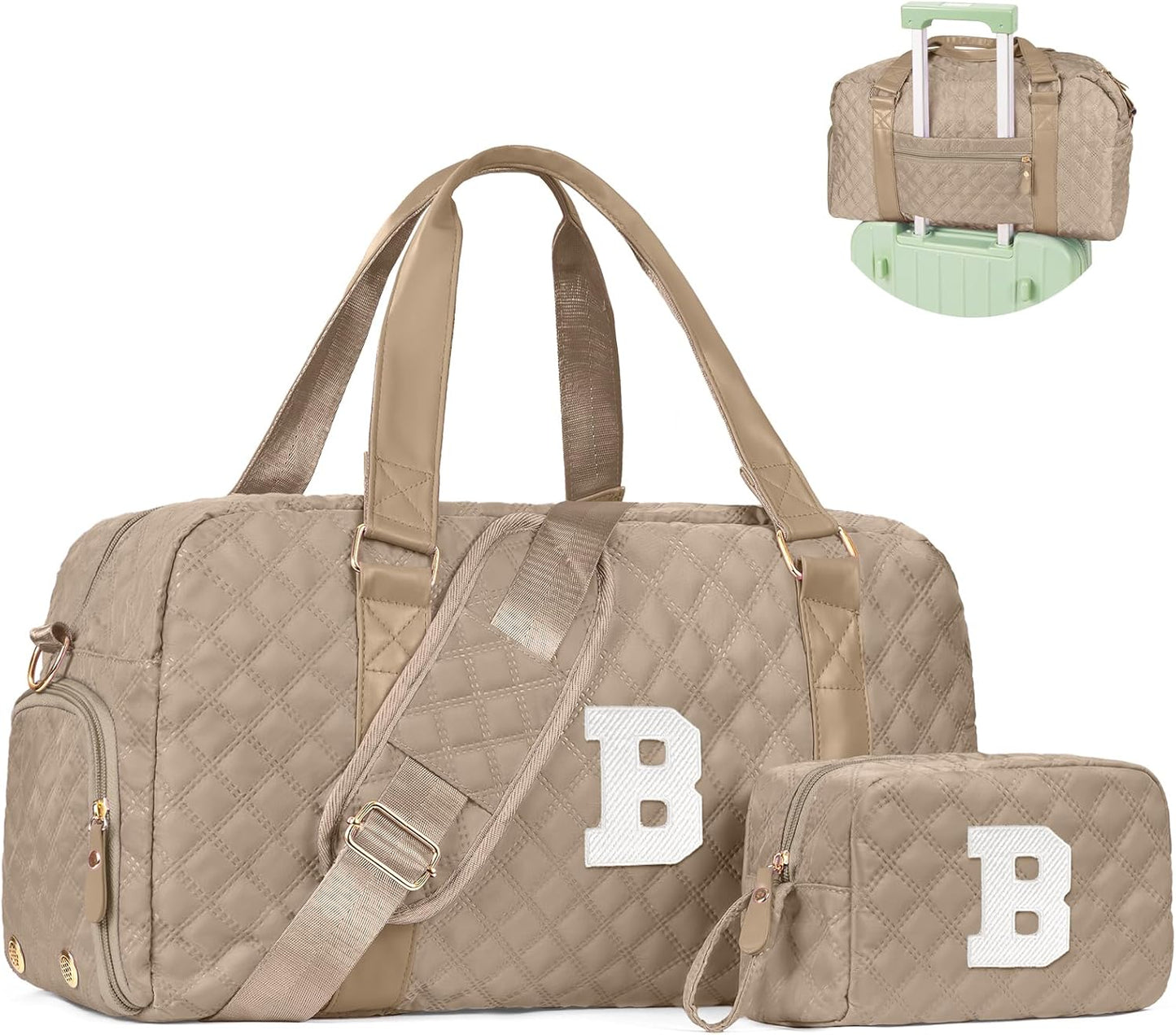 Monogram Duffle Bag Women Girls Gift: Initial Overnight bags, Dance Cheer bag Sports for Girl, Kid Gymnastics Bags, Birthday Gifts for Women Girls Kids Teens Mom Teacher