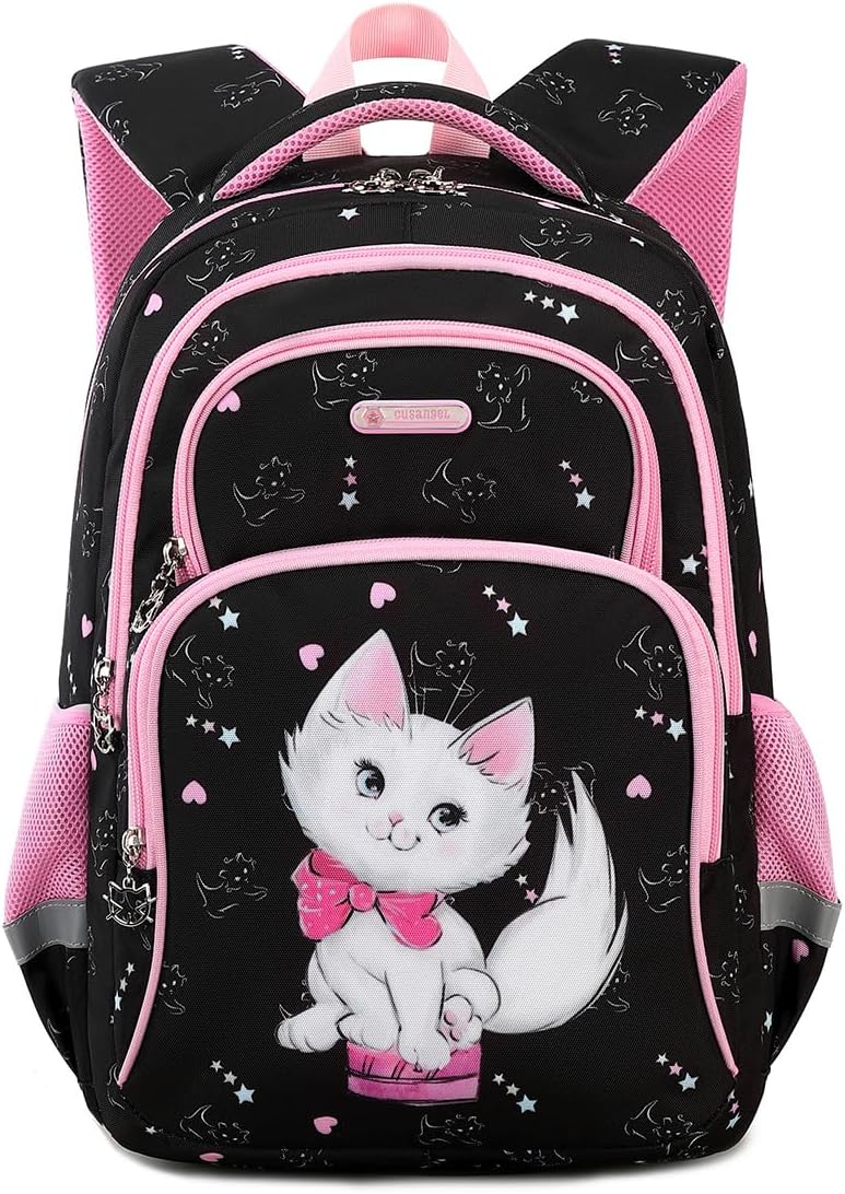 Cusangel Backpack for Girls Boys School Bookbags Kindergarten Elementary Lightweight Waterproof Multifunctional Large Capacity for Backpack (16 inch cat Fun Prints)