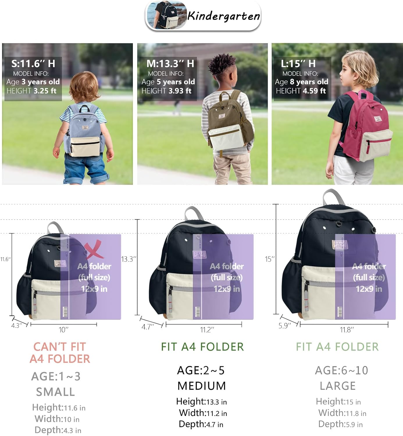 Toddler Backpack for Boys 2-5: Preschool Kindergarten 13" Daycare Backpacks Fit A4 Folder