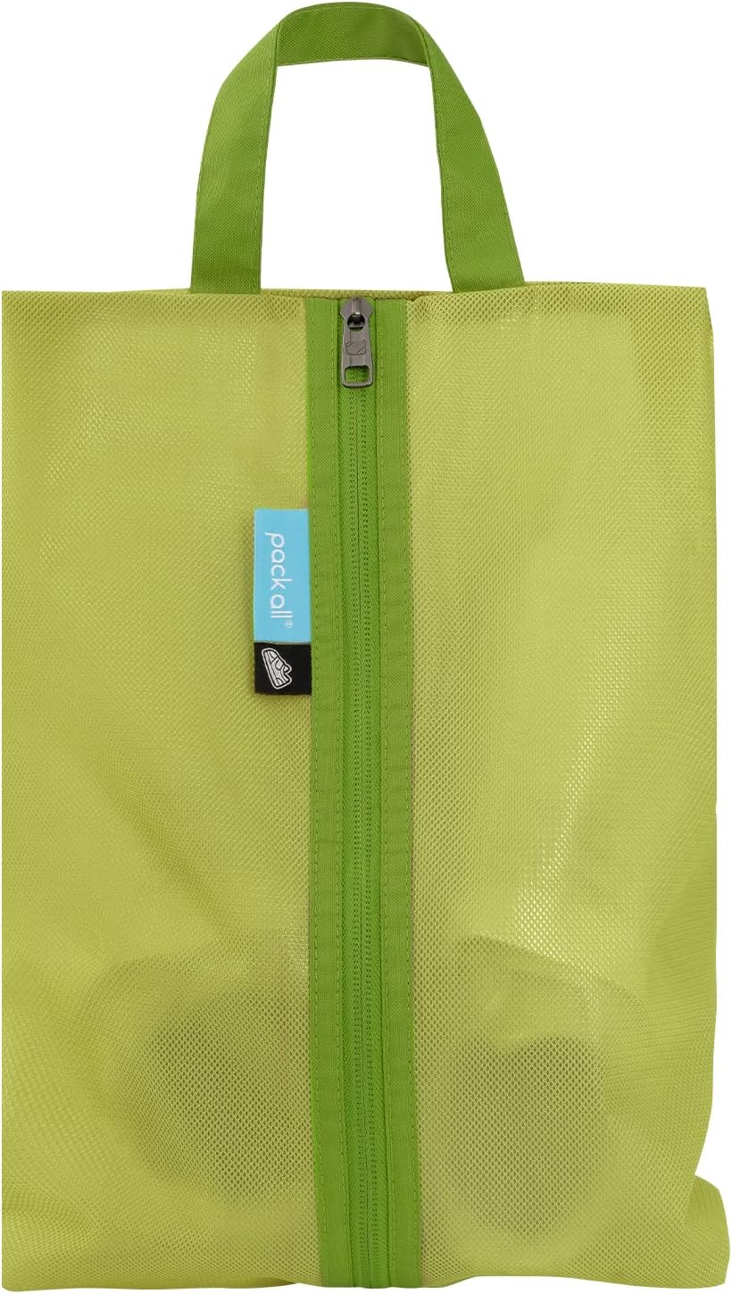 pack all Kids Shoe Bag for Travel, Water-Resistant Shoe Pouch for Gym, Odor-Resistant Soccer Cleats Bag for Sport, Cute Design for Girls, Boys, Toddlers (Green)