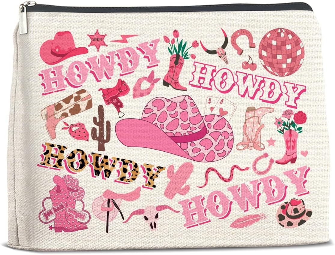 Cowgirls Gifts Makeup Bag Western Cowgirl Gifts for Girls Women Howdy Cowgirl Zipper Makeup Pouch