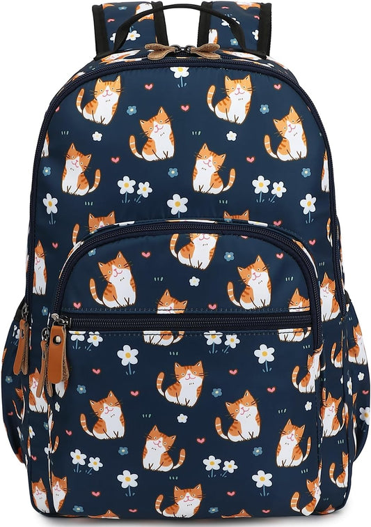 Travel Backpack for Women Large Laptop Backpack Water Resistant Stylish Backpacks Cute Cat College Dapack Shoulder Carry On Bag Dark Blue
