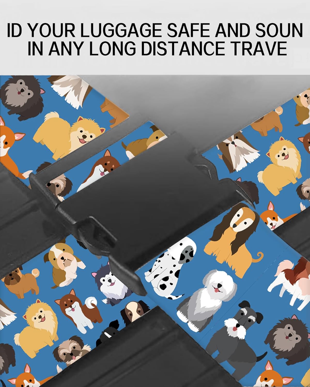 Luggage Straps for Suitcases, Adjustable Travel Belt, Durable Wide Luggage Strap, Cute Suitcase Strap Identifiers with Buckle, Bag Straps for Luggage, Cute Dogs