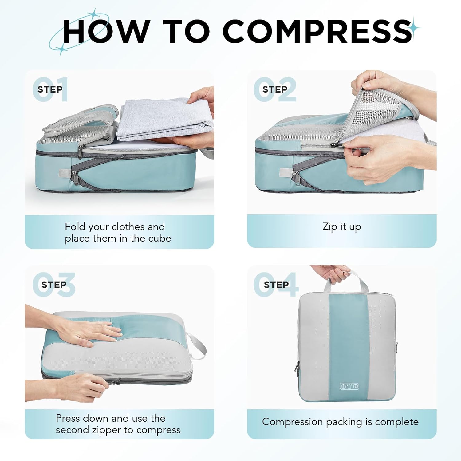 10 Set Compression Packing Cubes for Travel Essentials,Compressible Expandable Packing Cubes for